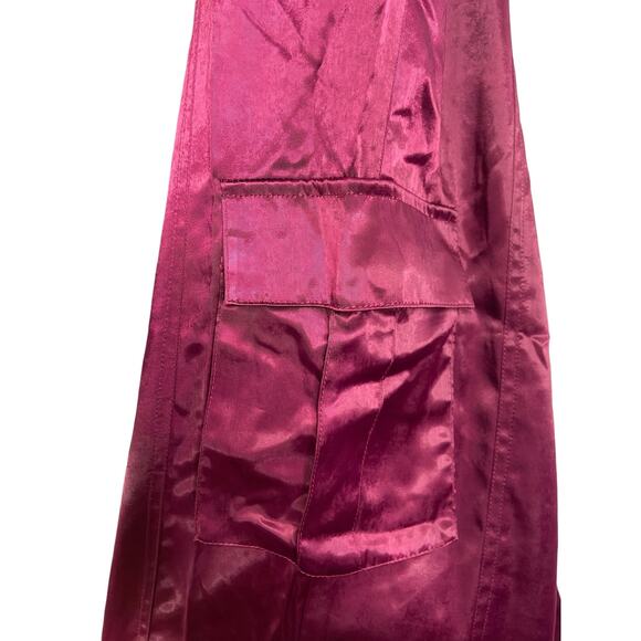 Lovers and Friends Satin Wide Leg Cargo Pants Pull On Elastic Waist Size Small - Picture 3 of 8